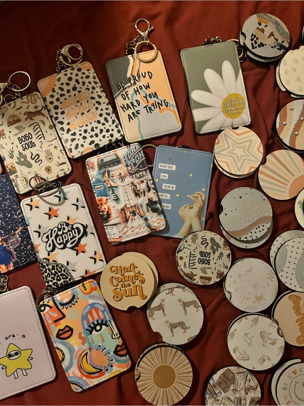 Patterned Card Holder Keychain - Multi-Pattern, Multi-Color - Picture 2 of 8